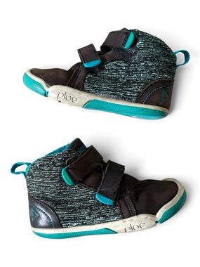 PLAE Kids Black & Teal High-Top Sneakers